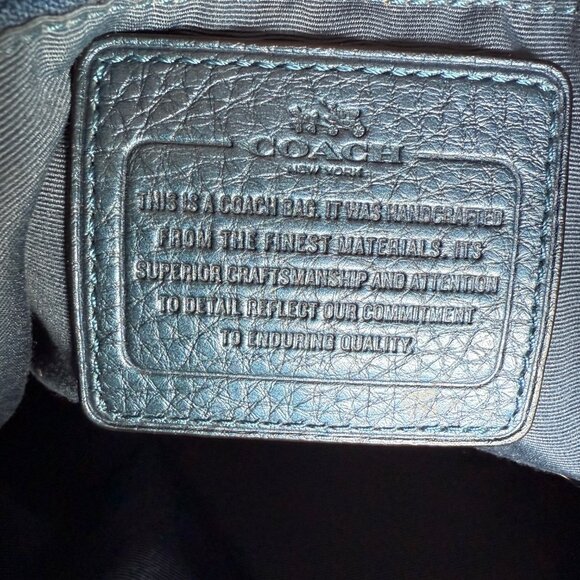 Coach Lexy Shoulder Bag Pebble Leather Metallic Blue - Picture 10 of 15